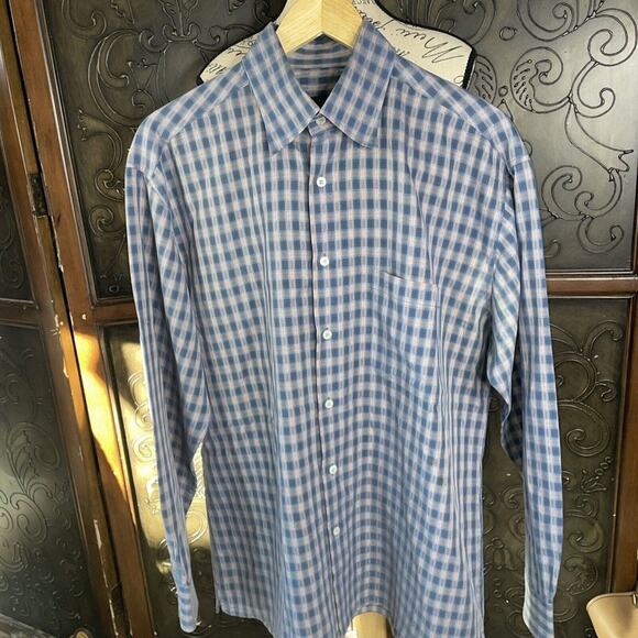 Bugatchi Uomo Blue Long Sleeve Button Up Shirt Men's Size L - Picture 1 of 4